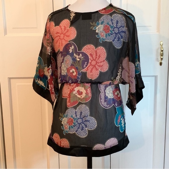 Bisou Bisou Sheer Kimono Top Size:4 - Picture 2 of 5